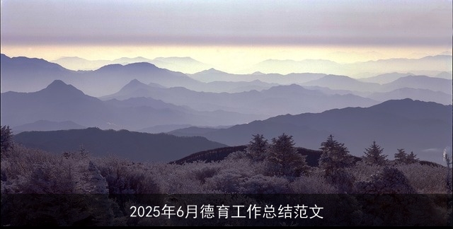 2025年6月德育工作总结范文 2025年6月德育工作总结范文