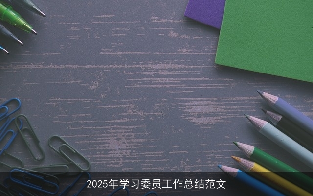 2025年学习委员工作总结范文 2025年学习委员工作总结范文
