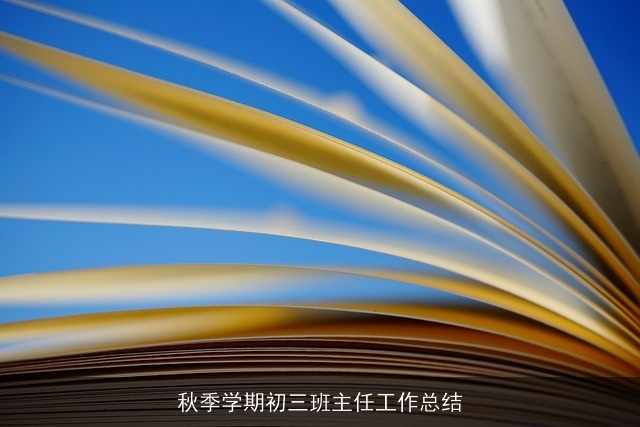 秋季学期初三班主任工作总结 秋季学期初三班主任工作总结