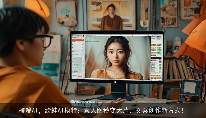 橙篇AI，绘蛙AI模特：素人图秒变大片，文案创作新方式！