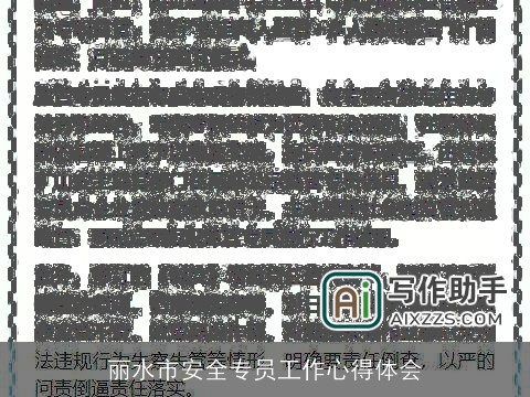 丽水市安全专员工作心得体会