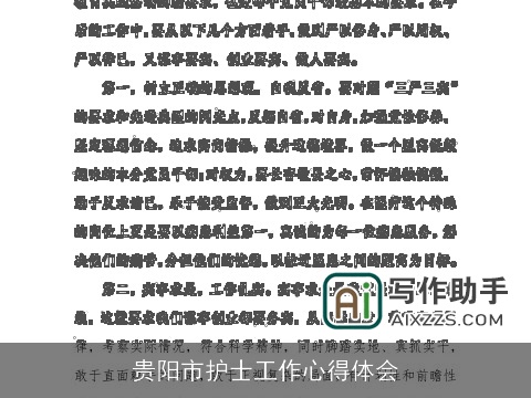 贵阳市护士工作心得体会