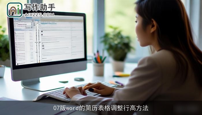 07版word的简历表格调整行高方法