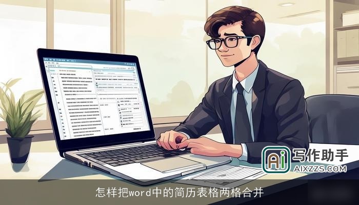 怎样把word中的简历表格两格合并