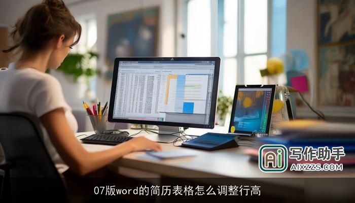 07版word的简历表格怎么调整行高