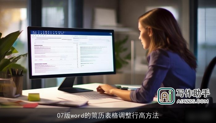 07版word的简历表格调整行高方法