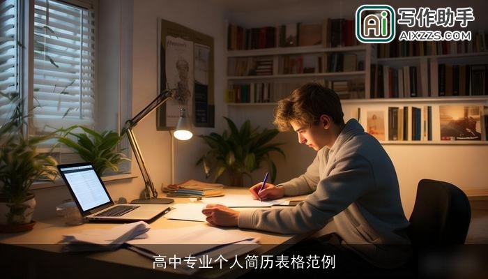 高中专业个人简历表格范例