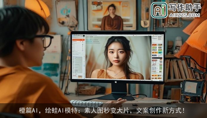 橙篇AI，绘蛙AI模特：素人图秒变大片，文案创作新方式！