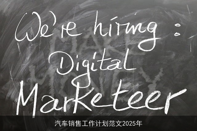 汽车销售工作计划范文2025年