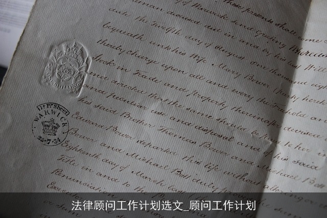 法律顾问工作计划选文_顾问工作计划