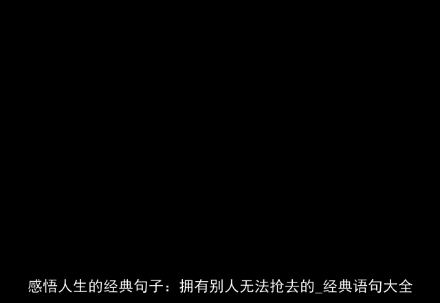 感悟人生的经典句子：拥有别人无法抢去的_经典语句大全